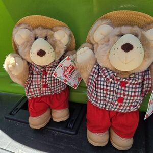 Wendy's Boone Furskins Holiday Bear LOT Of 2 With Tags